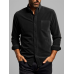 Mens Solid Button-Down Collar Casual Long Sleeve Shirts