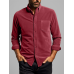 Mens Solid Button-Down Collar Casual Long Sleeve Shirts