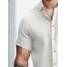 Mens Solid Casual Lapel Collar Short Sleeve Shirts