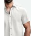 Mens Solid Casual Lapel Collar Short Sleeve Shirts