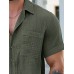 Mens Solid Casual Lapel Collar Short Sleeve Shirts