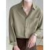 Mens Solid Chest Pocket Casual Long Sleeve Shirt