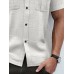 Mens Solid Chest Pocket Lapel Collar Short Sleeve Shirts