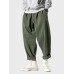 Mens Solid Color Loose Casual Pants With Pocket