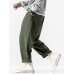 Mens Solid Color Loose Casual Pants With Pocket