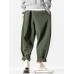 Mens Solid Color Loose Casual Pants With Pocket