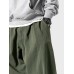 Mens Solid Color Loose Casual Pants With Pocket