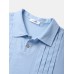 Mens Solid Color Pleated Cotton Casual Short Sleeve Golf Shirts