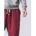 Mens Solid Cotton Casual Loose Drawstring Waist Pants