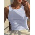 Mens Solid Crew Neck Rib-Knit Sleeveless Tank Top