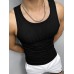 Mens Solid Crew Neck Rib-Knit Sleeveless Tank Top