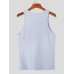 Mens Solid Crew Neck Rib-Knit Sleeveless Tank Top