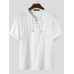 Mens Solid Drawstring V-Neck Cotton Short Sleeve T-Shirt