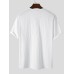 Mens Solid Drawstring V-Neck Cotton Short Sleeve T-Shirt