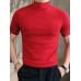 Mens Solid Half-Collar Short Sleeve T-Shirt