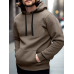 Mens Solid Kangaroo Pocket Contrast Drawstring Casual Hoodies