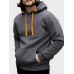 Mens Solid Kangaroo Pocket Contrast Drawstring Casual Hoodies