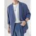 Mens Solid Lapel 3/4 Sleeve Casual Blazer