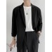 Mens Solid Lapel 3/4 Sleeve Casual Blazer