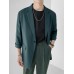 Mens Solid Lapel 3/4 Sleeve Casual Blazer