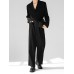 Mens Solid Lapel Button Front Belted Blazer Jumpsuit