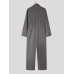 Mens Solid Lapel Button Front Belted Blazer Jumpsuit