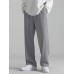 Mens Solid Loose Casual Straight Pants