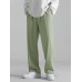 Mens Solid Loose Casual Straight Pants