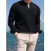 Mens Solid Notched Neck Long Sleeve Shirt