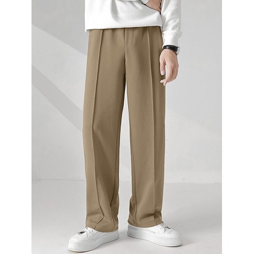 Mens Solid Pintuck Casual Straight Pants