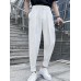 Mens Solid Pleated Sticky Cuff Drawstring Waist Pants