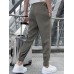 Mens Solid Pleated Sticky Cuff Drawstring Waist Pants