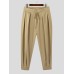 Mens Solid Pleated Sticky Cuff Drawstring Waist Pants