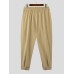 Mens Solid Pleated Sticky Cuff Drawstring Waist Pants