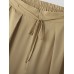 Mens Solid Pleated Sticky Cuff Drawstring Waist Pants