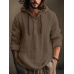 Mens Solid Quarter Button Cotton Casual Drawstring Hoodies