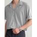 Mens Solid Revere Collar Casual Half Sleeve Shirt