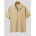 Mens Solid Revere Collar Casual Half Sleeve Shirt