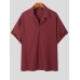 Mens Solid Revere Collar Casual Half Sleeve Shirt