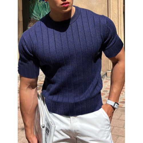 Mens Solid Short Sleeve Knit T-shirt