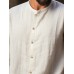 Mens Solid Stand Collar Cotton Casual Long Sleeve Shirts