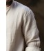 Mens Solid Stand Collar Cotton Casual Long Sleeve Shirts