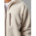 Mens Solid Stand Collar Zip Front Fleece Casual Jacket