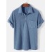 Mens Solid Texture Casual Short Sleeve Golf Shirt