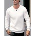 Mens Solid Texture Crew Neck Casual Pullover Sweatshirts