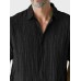 Mens Solid Textured Lapel Collar Short Sleeve Casual Shirts