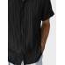 Mens Solid Textured Lapel Collar Short Sleeve Casual Shirts