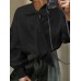 Mens Solid Tie Neck Puff Sleeve Loose Shirt