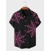 Mens Spider Web Print Lapel Halloween Short Sleeve Shirts