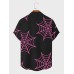 Mens Spider Web Print Lapel Halloween Short Sleeve Shirts